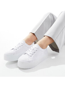 ASOS DESIGN - Divide - Sneakers stringate bianche con suola flatform e pianta larga-Bianco