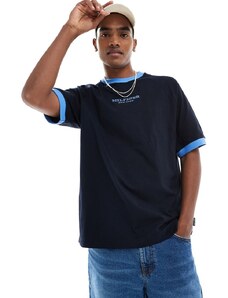 Tommy Hilfiger - T-shirt blu navy con bordi a contrasto e scritta del logo