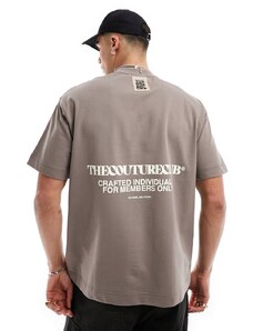 The Couture Club - T-shirt pesante marrone con grafica sul retro