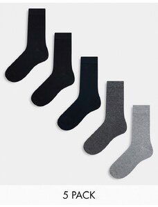 Jack & Jones - Confezione da 5 paia di calzini multicolore-Grigio