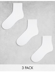 Weekday - Selma - Confezione da 3 paia di calzini bianchi a coste-Bianco