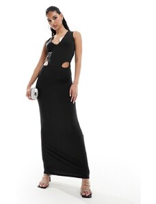 ASOS DESIGN - Vestito lungo nero con cut-out sui fianchi