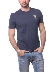 Blauer t-shirt da uomo a maniche corte in jersey di cotone e scudo logo nypd blu navy