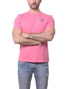 Blauer t-shirt da uomo a maniche corte in jersey di cotone e scudo logo nypd rosa