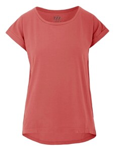 Bomboogie t-shirt donna mezza manica in jersey di lino corallo