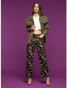Farfallina Pantaloni Donna Militare Con Tasconi Casual Verde Taglia L