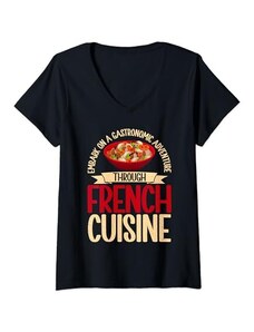 French Food Gifts Donna Parti per un'avventura gastronomica attraverso la cucina francese Maglietta con Collo a V