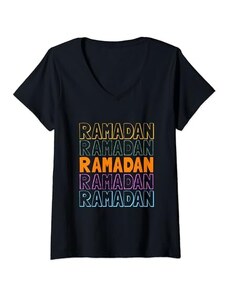 Vintage Ramadan Kareem Mubarak Islamic Greetings Donna Ramadan Kareem Felice Ramadan Musulmani Mese Santo Digiuno 2023 Maglietta con Collo a V