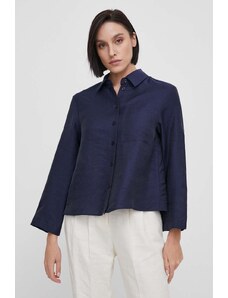Seidensticker camicia in lino misto colore blu navy