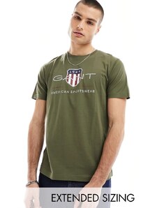 Gant - Archive - T-Shirt con stemma e logo verde kaki