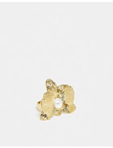 & Other Stories - Anello appariscente color oro con perla sintetica e design floreale