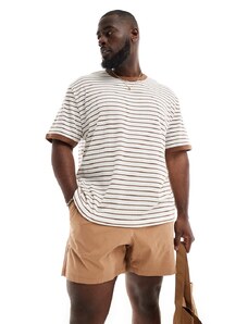 ASOS DESIGN - T-shirt comoda testurizzata a righe marroni-Multicolore