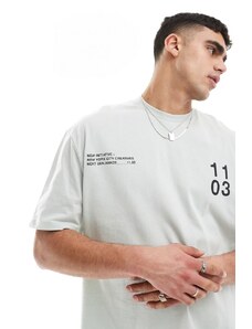 ASOS DESIGN - T-shirt oversize con scritte stampate sul retro-Grigio