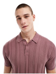 Hollister - Camicia in maglia rosa scuro con dettagli effetto pizzo e bottoni