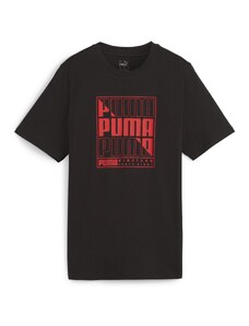 T-shirt nera da uomo con logo rosso Puma Graphics