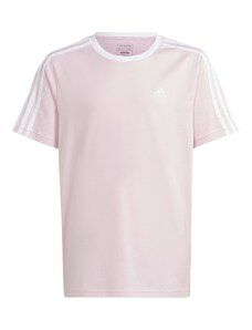 T-shirt rosa chiaro da bambina con strisce bianche adidas Essentials 3-Stripes Loose Fit Boyfriend