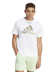 T-shirt bianca da uomo con logo camouflage adidas Badge of Sport