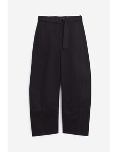 LEMAIRE Pantalone TWISTED BELTED in cotone nero