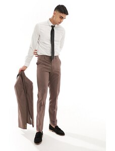 ASOS DESIGN - Pantaloni da abito slim marroni-Neutro