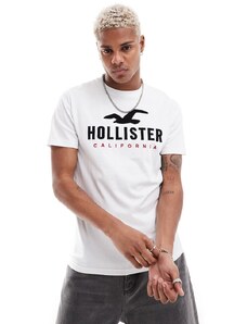 Hollister - T-shirt tecnica bianca con logo-Bianco