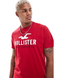 Hollister - T-shirt tecnica rossa con logo-Rosso