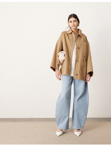 ASOS EDITION - Mansy - Camicia giacca oversize taglio maschile color pietra-Neutro