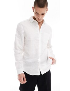 ASOS DESIGN - Camicia in lino premium bianca-Bianco