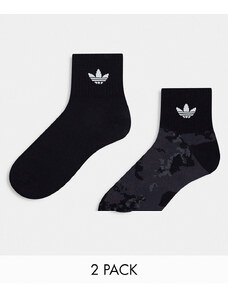 adidas Originals - Confezione da 2 paia di calzini alla caviglia neri-Multicolore