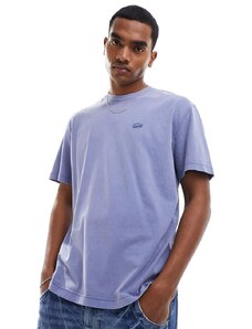Lacoste - T-shirt a maniche corte slavata con logo tono su tono-Blu