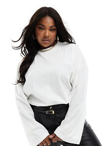 ASOS Edition Curve - Maglietta premium oversize a maniche lunghe bianca-Bianco