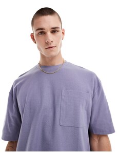 ASOS DESIGN - T-shirt comoda in bouclé blu