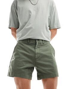 Abercrombie & Fitch - Pantaloncini chino da5" verde scuro con parte anteriore piatta