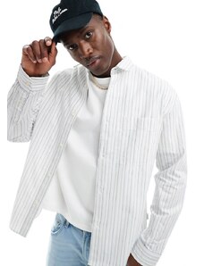 Scalpers - Camicia vestibilità comoda color crema a righe-Bianco