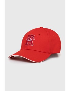 Tommy Hilfiger berretto da baseball in cotone colore rosso con applicazione