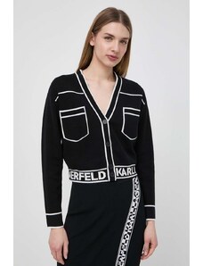 Karl Lagerfeld kardigan con aggiunta di lana colore nero