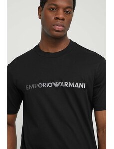 Emporio Armani t-shirt in cotone uomo colore nero con applicazione