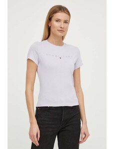 Tommy Jeans t-shirt in cotone donna colore violetto