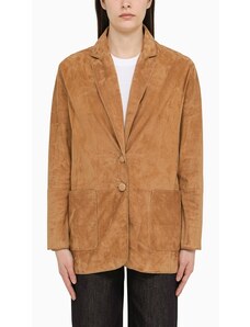 SWD by S.w.o.r.d. Giacca monopetto beige in suede