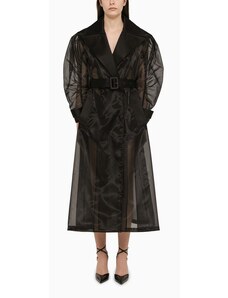 Dolce&Gabbana Cappotto nero in misto seta semitrasparente