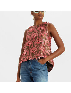 La DoubleJ Shirts & Tops gend - La Scala Top Grove Kaki/Pink S 77%Cotton 13%Polyester Recycled