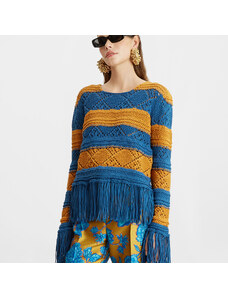 La DoubleJ Knitwear gend - Playa Sweater Solid Blue Petrol L 55%Cotton 45%Polyamide