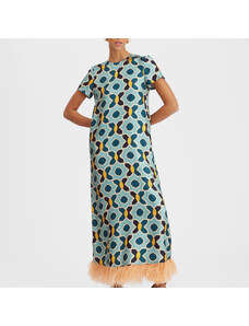 La DoubleJ Dresses gend - Swing Dress Plaza Light Blue L 98% Silk 2% Ostrich Feathers