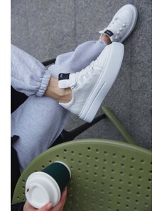 Women's White Platform Sneakers made of Genuine Leather Estro ER00114566