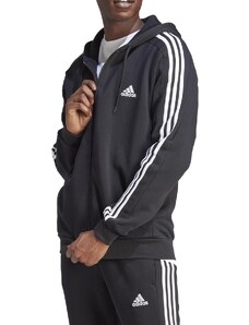 Adidas FELPA CON CAPPUCCIO ESSENTIALS FLEECE 3-STRIPES FULL-ZIP black uomo