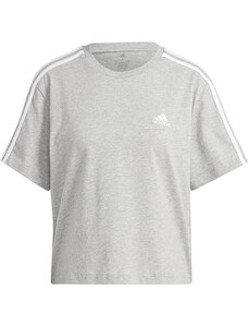 Adidas T-shirt Essentials 3-Stripes Single Jersey Crop Top grigio donna