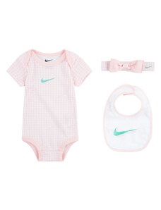 Nike Swoosh Gingham 3-Piece Box Set pink white kids
