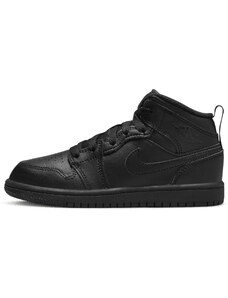 Jordan 1 Mid Triple Black Tumbled Leather (PS) kids
