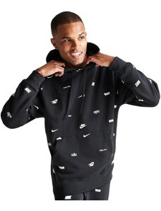 Nike Club Fleece Allover Print Pullover Hoodie black uomo