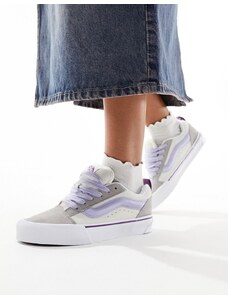 Vans - Knu Skool - Sneakers grigie e bianche con lacci viola-Grigio