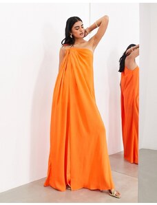 ASOS EDITION - Vestito lungo monospalla arancione vivace con dettaglio a spirale-Verde